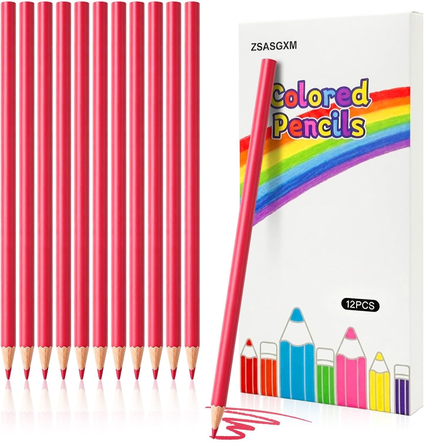12 PCS Pink Colored Pencils