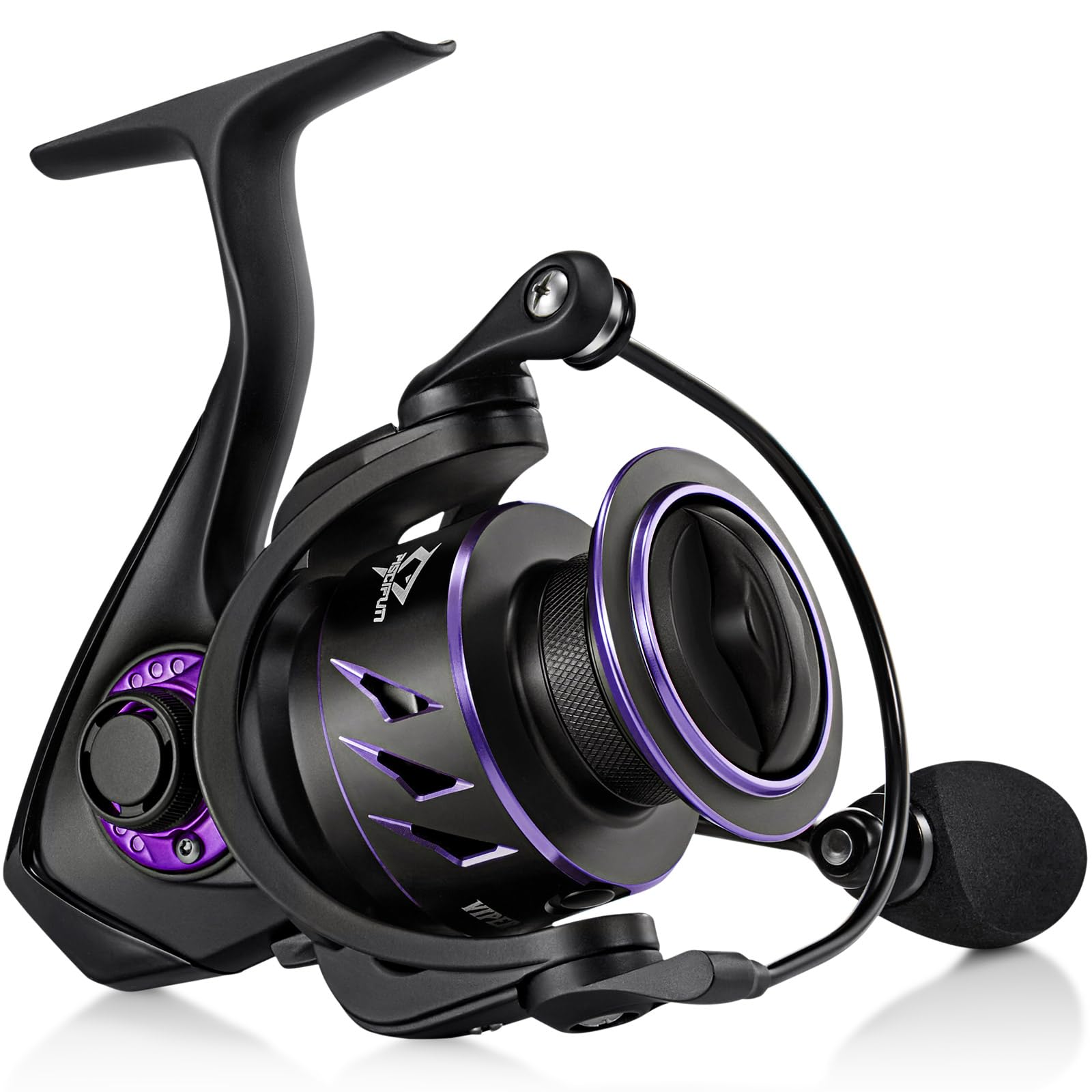 PiscifunViper X Spinning Reel, Ultralight 6.2:1 High Speed Spinning Fishing Reel, 10+1BB, Carbon Fiber 33 LB Max Drag, 2000 Serie, Purple