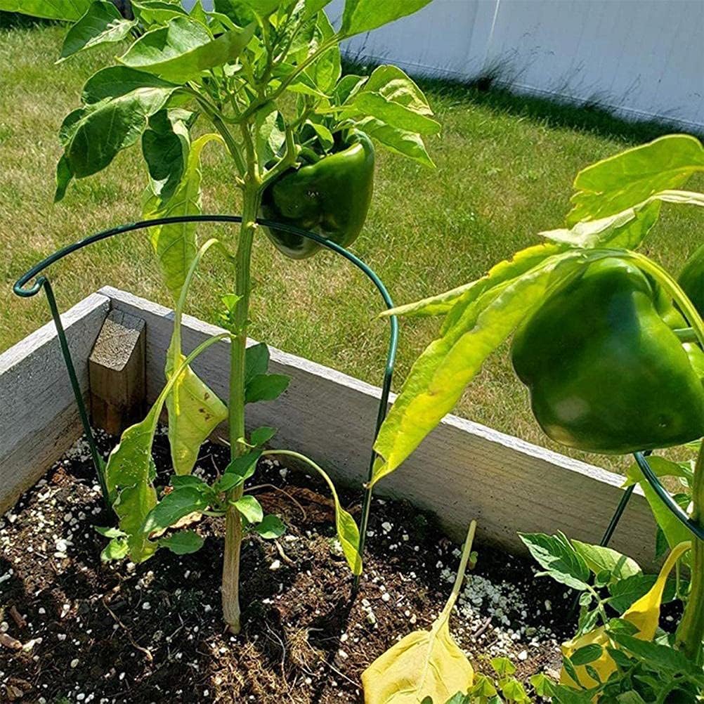Metal Half Circle Garden Plant Support Stick with Locking Mechanism - Peony Cage for Tomatoes, Hydrangeas, Indoor and Outdoor Plants - Green Plant Support (A),