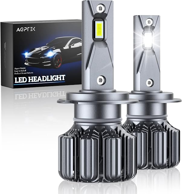 AGPTEK H7 LED Headlight Bulbs, 2Pcs Car Headlamps 70W 12000LM 6000K Super Bright LED Headlights Conversion Kits CSP LED Chips CANBUS Built-in Car Light Bulb Replacement IP68 Waterproof