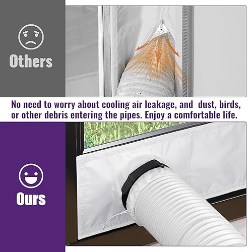 Miniatura 7 de Mxclimate Kit de ventana de aire acondicionado portátil, sello de ventana deslizante con protector de hojas, malla de ventilación de ventilación de