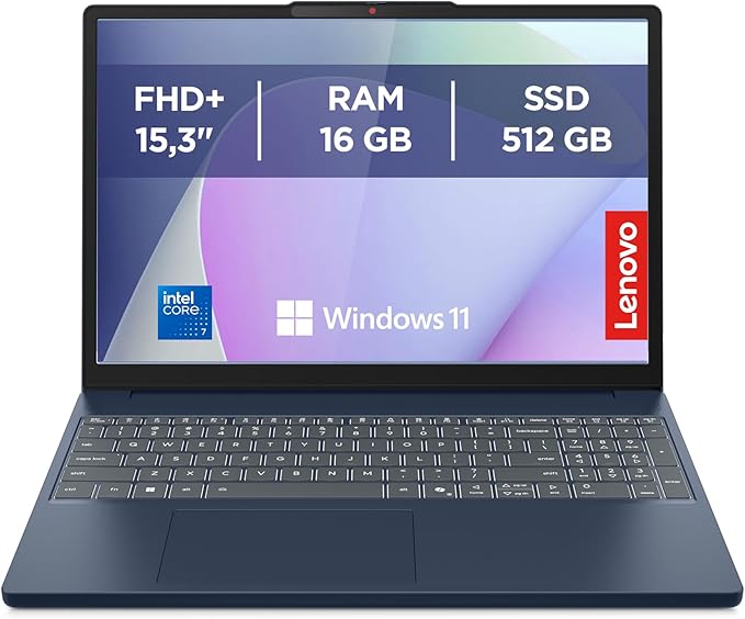 Lenovo IdeaPad Slim 3 Notebook 15,3” WUXGA (1920x1200), Intel Core 7 240H, 16GB RAM, 512GB SSD, Windows 11 Home, WiFi 6 - Cosmic Blue