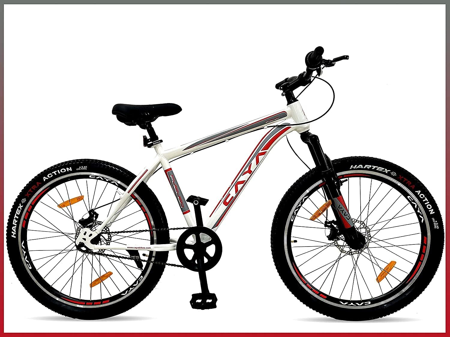 Fueled 26T MTB Cycle for Men & Women/Dual Disk Brake & Front Suspension with Steel Frame 18.5 Inch Unisex Cycle Tyre 26 Inch with Double Alloy Rim/Bicycle Ideal for 12+ Adults- (White)