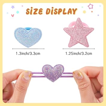 yoyokid 20 PCS Baby Headband Bows Nylon Baby Girl Bows + 40PCS Glitter Heart Star Nylon Hair Ties for Girls