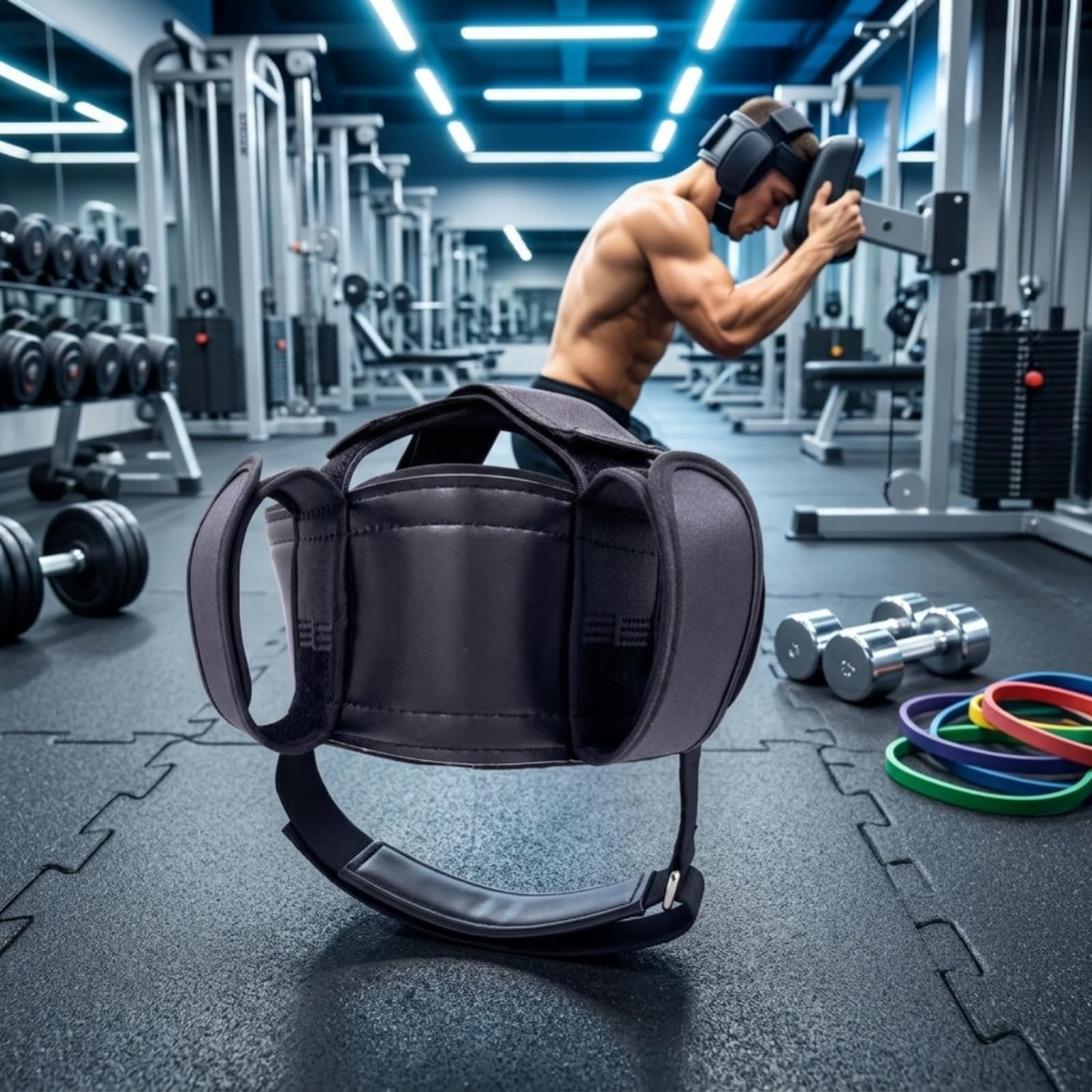 Casco per Allenamento Cervicale con Imbracatura Regolabile Testa E Sottogola Struttura Rinta Cuciture Visibili Esercizi di Resistenza Collo