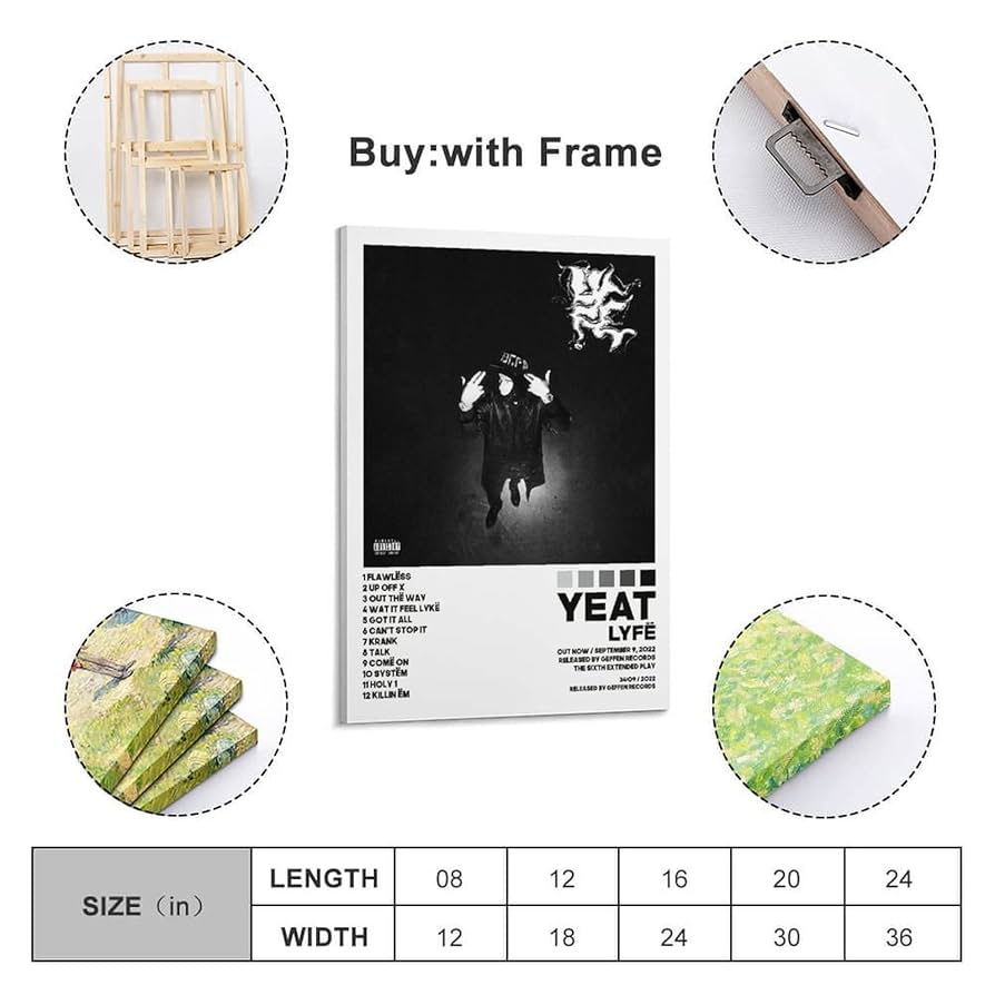 Amazon.com: Yeat Poster Lyfe Poster Album Cover Posters for