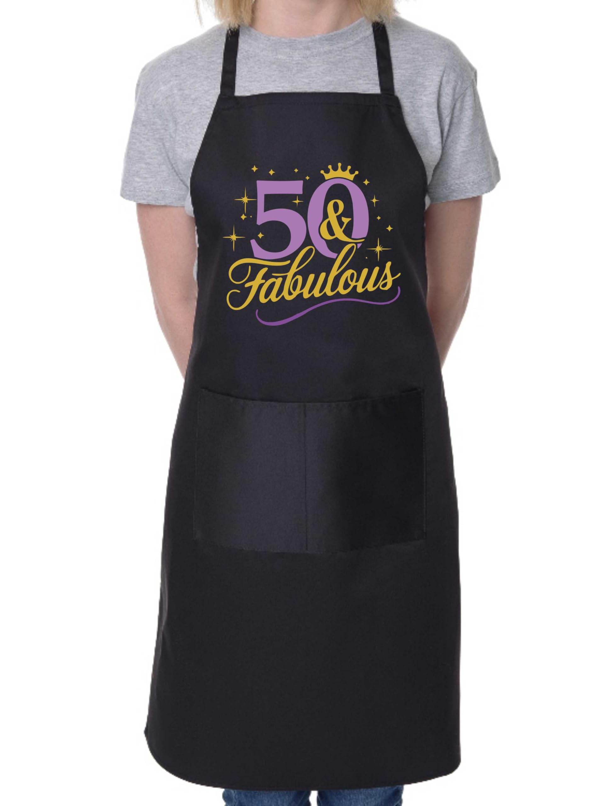 Print4u Unisex Black 50 And Fabulous Apron 50Th Birthday Gift 50 Year Old Present