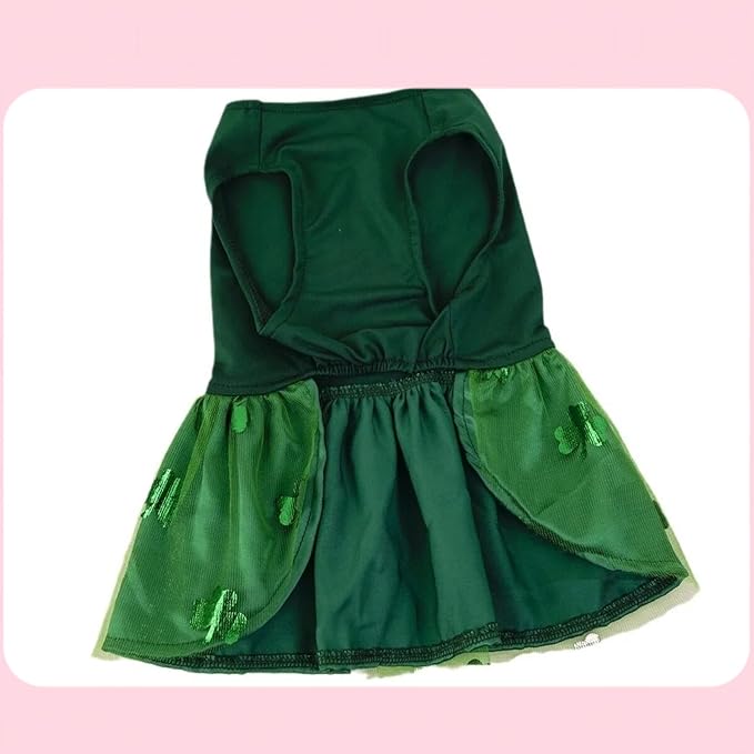 Vestido para Perro Día de San Patricio - Tutú Verde con Trébol para Perros Pequeños miniatura 6