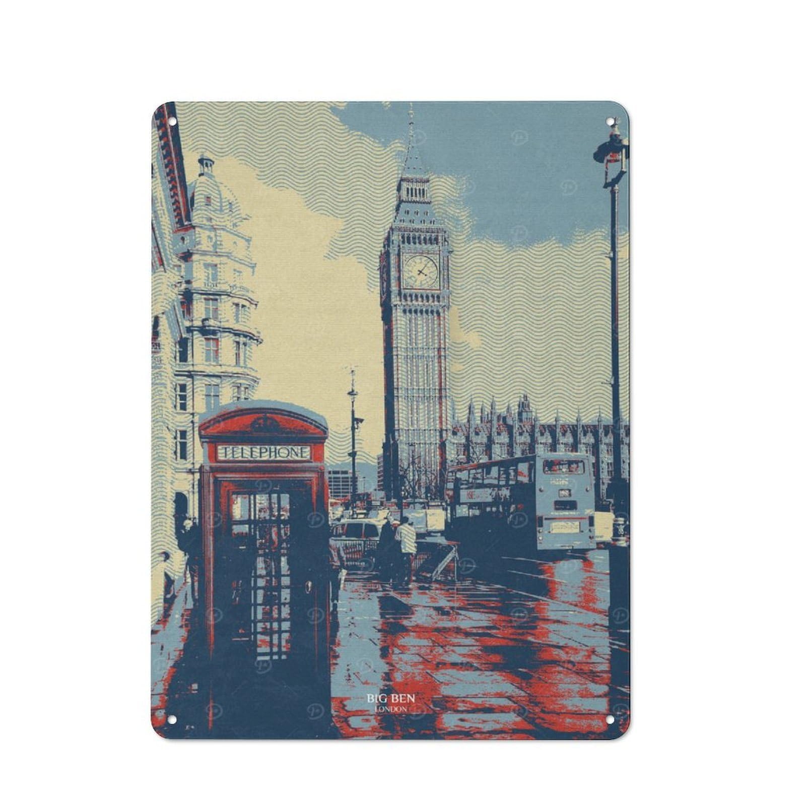 Junmoney Big Ben Vintage Metal Wall Decor 40X30cm, Metal Gift Sign For Hallway, Home Bar, Garage Or Study