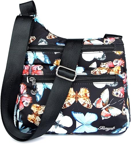 Miniatura 7 de Stuoye - Bolsa de nailon multibolsillos para mujer cruzada bolsa-monedero para viajes