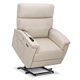 Power Lift Recliner Chair with Massage and Dual Heating, Adjustable Headrest, Extended Footrest for Elderly People, Fabric R7605 (Beige)