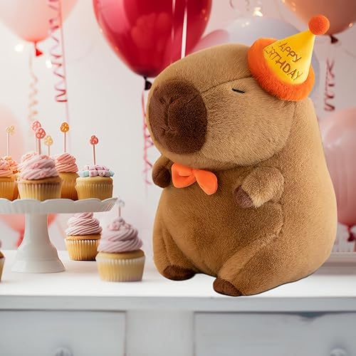 Miniatura 7 de Lindo Feliz Cumpleaños Capybara Peluche Suave Capybara Cumpleaños Peluche Kawaii Capibaras Peluches Peluches Regalo para Niños 13 pulgadas
