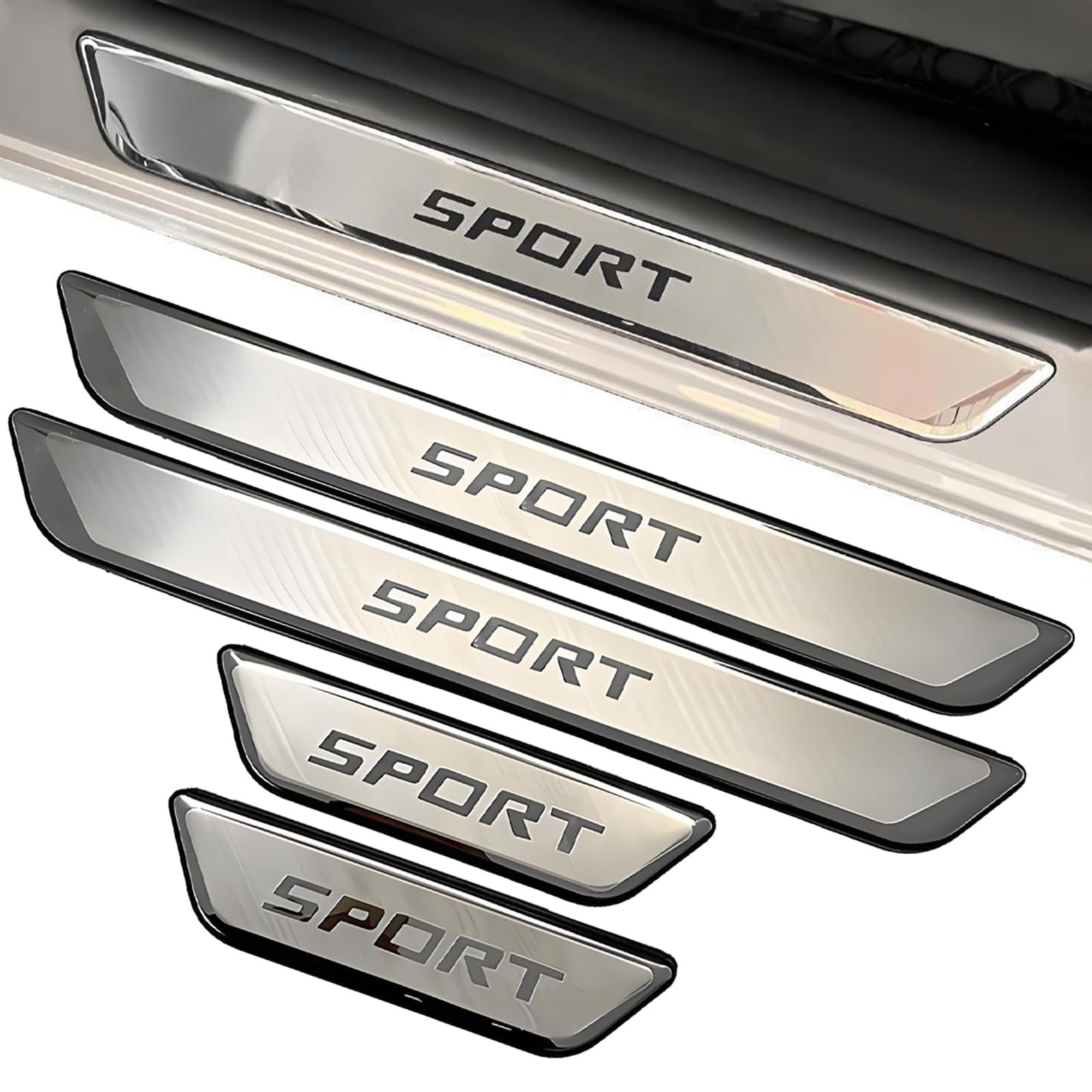 RENZDMH 4 Pcs Stainless Steel Door Sill Protectors for Abarth Fiat 500 Abarth 595 Abarth 124 Spider, Door Threshold Guard Strips Scratch-Resistant Entry Guard Plates,Silver