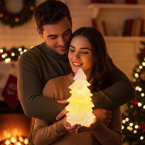 Miniatura 6 de 3 velas blancas sin llama para árbol de Navidad con purpurina de cera real parpadeante, funcionan con pilas, velas talladas hechas a mano para