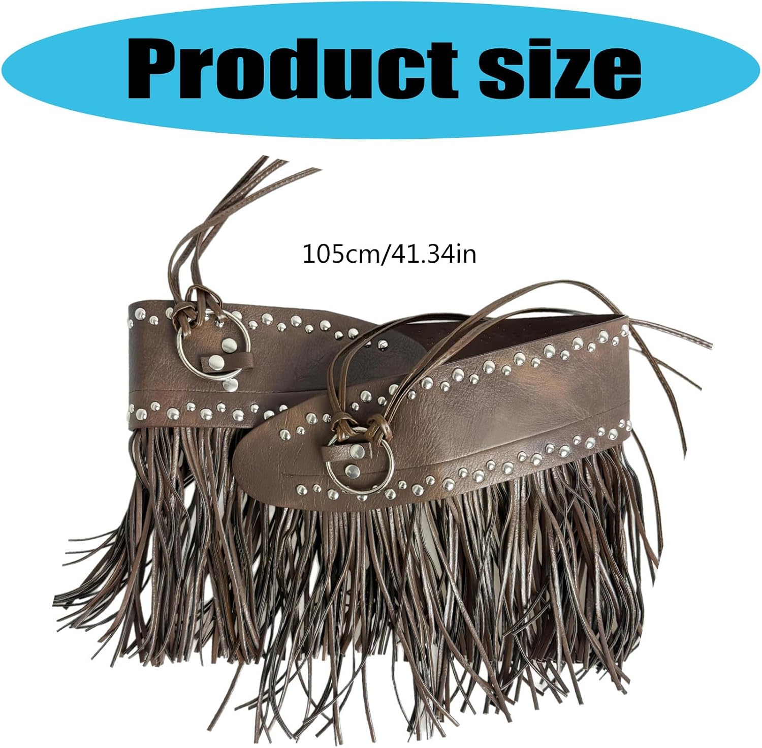 Cool Western Tassels Corset Band with Adjustable Tie Design PU Leather Unisex Waistband Cincher Band for Women Girl Western Fringed Corset