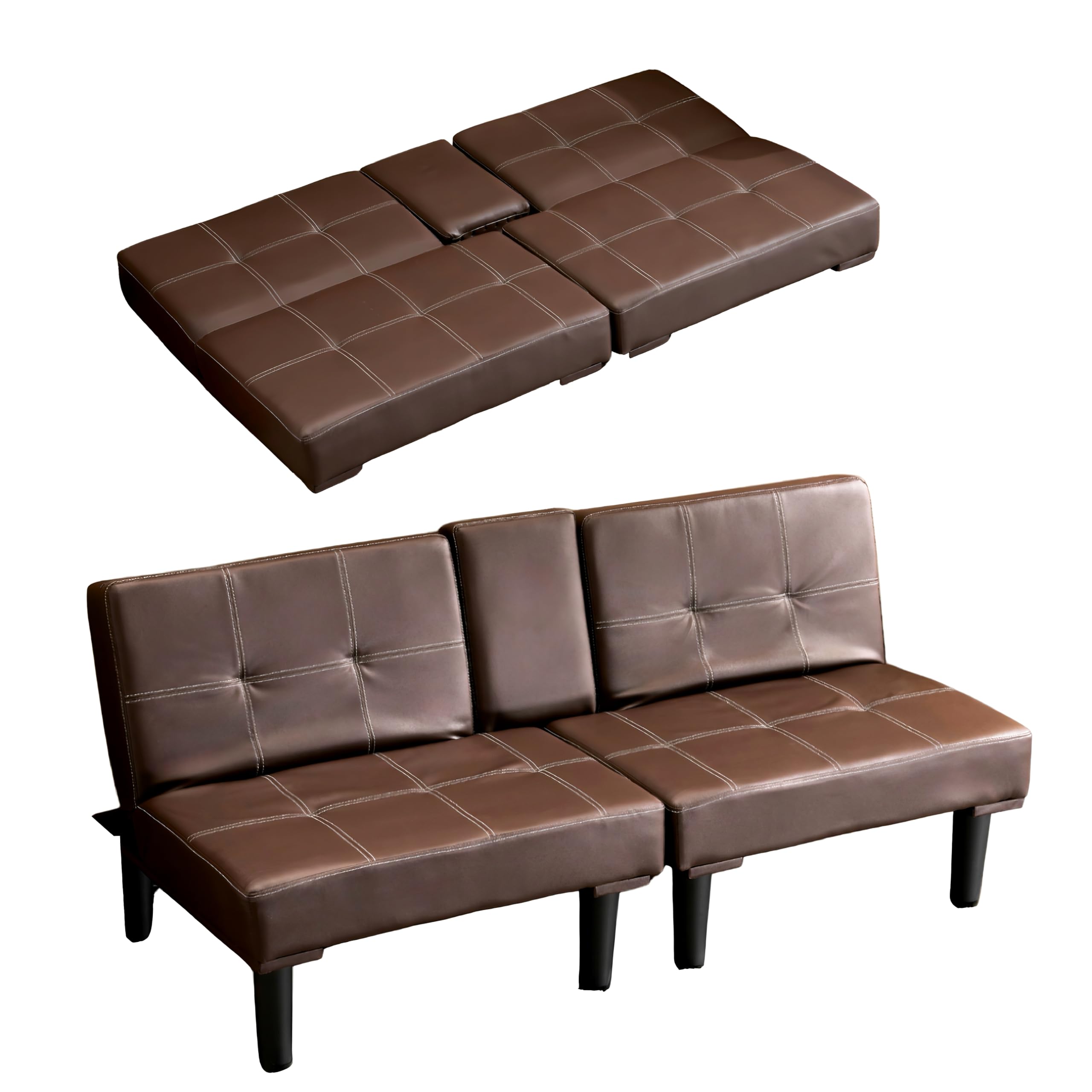 超人気！ソファベッド ソファ ベッド カップホルダー付き 組立て簡単 BROWN Amazon｜ソファ ベッド カップホルダー付き 座椅子ソファー フロア