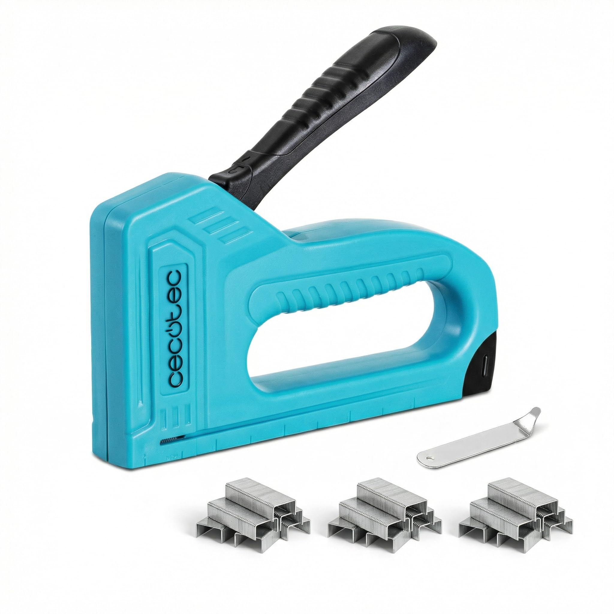Cecotec Grapadora Manual Ligera, Práctica y Cómoda FastTacker, Diseño Ergonómico, Extracción de Grapas Fácil, Compatible con Diferentes Tamaños de Grapas y Clavos, Incluye 3000 Grapas y Quitagrapas