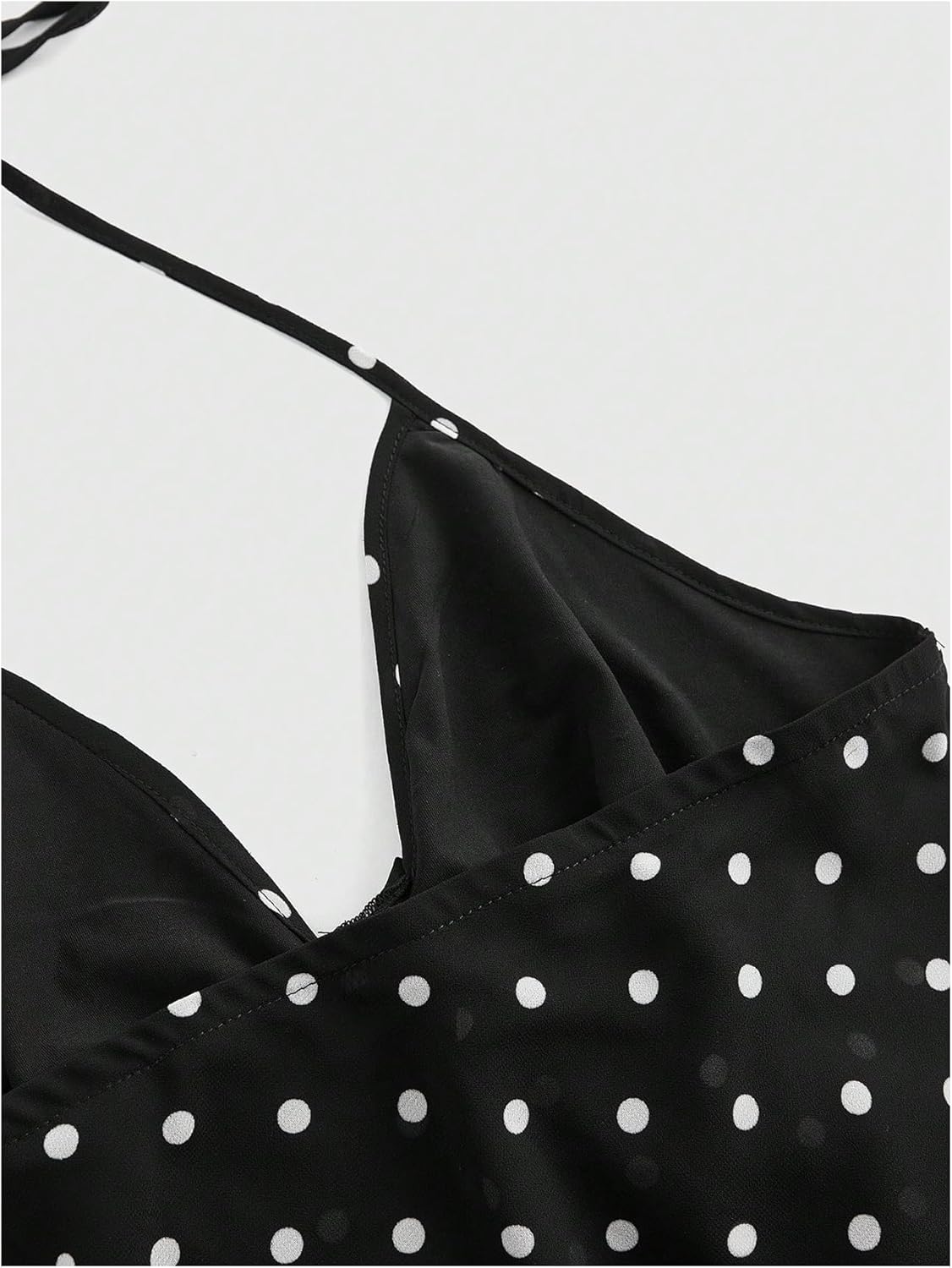 OYOANGLE Women's Plus Size Polka Dots Sleeveless Halter Top Ruffle Trim Y2k Chiffon Tank Tops - Image 4