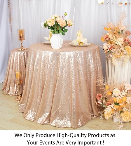 Vista 60 de ShiDianYi Mantel redondo de 90 pulgadas, mantel de lentejuelas color fucsia con purpurina para tarta, postre brillante, para fiesta de cumpleaños