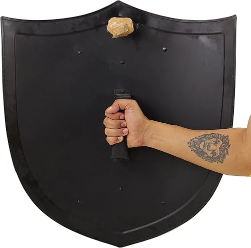 Miniatura 3 de Escudo de bronce metálico listo para batalla de caballero vikingo con detalles florales Escudos templarios de caballeros adultos Accesorios de