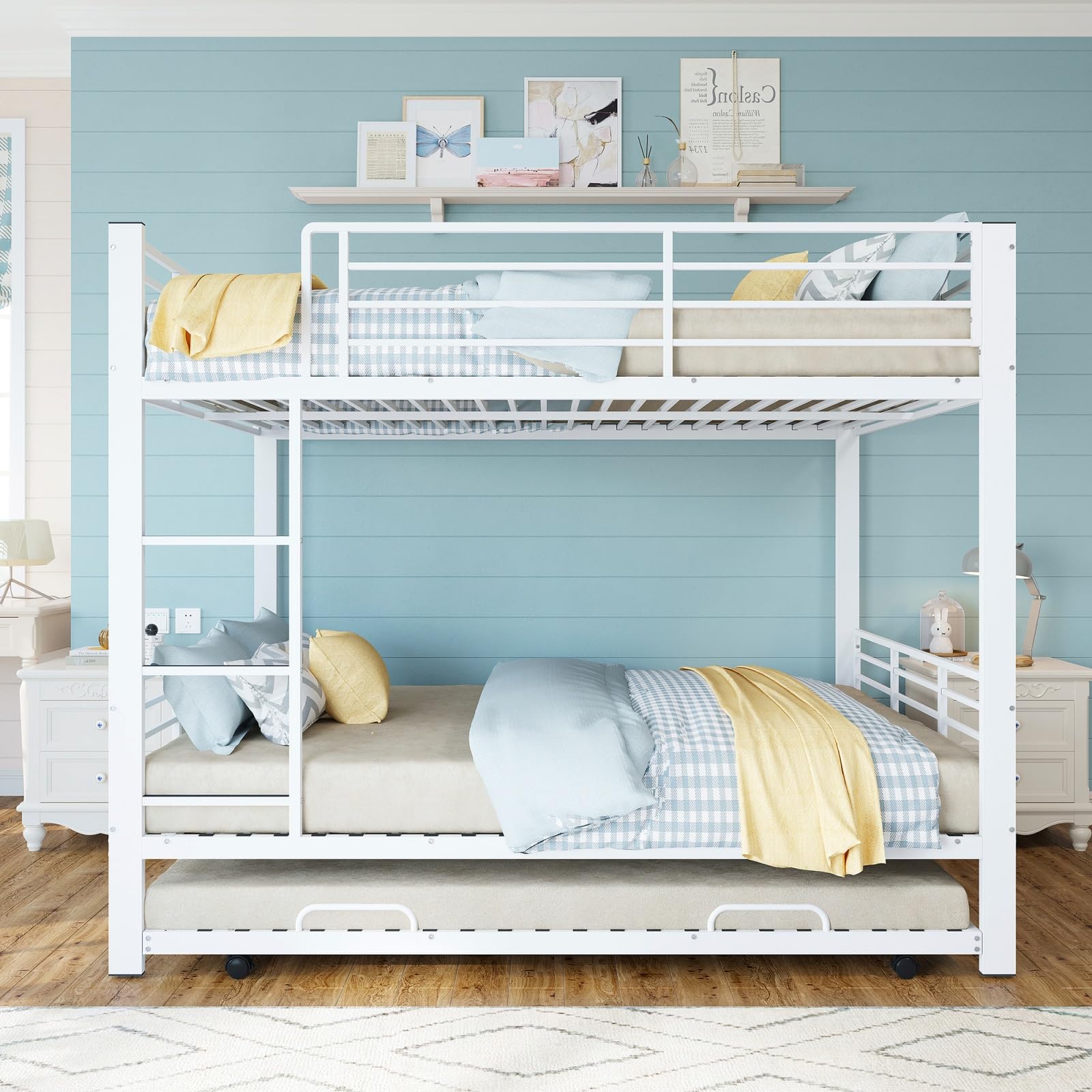 VICYROM Cama Litera 140x200cm Metálica con Cama Nido Extraíble 90x190cm