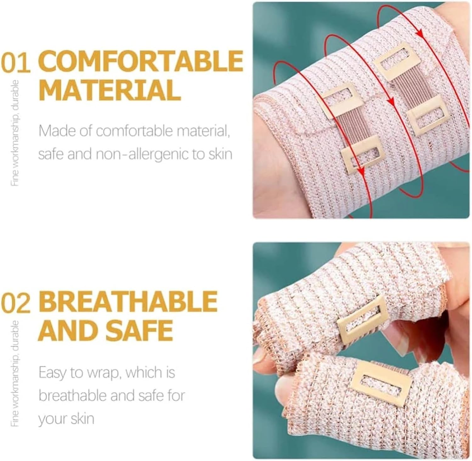 Bandage Clips 50pcs Elastic Bandage Wrap with Clips Latex-Free Compression for Sports Injuries for Various Types Bandages