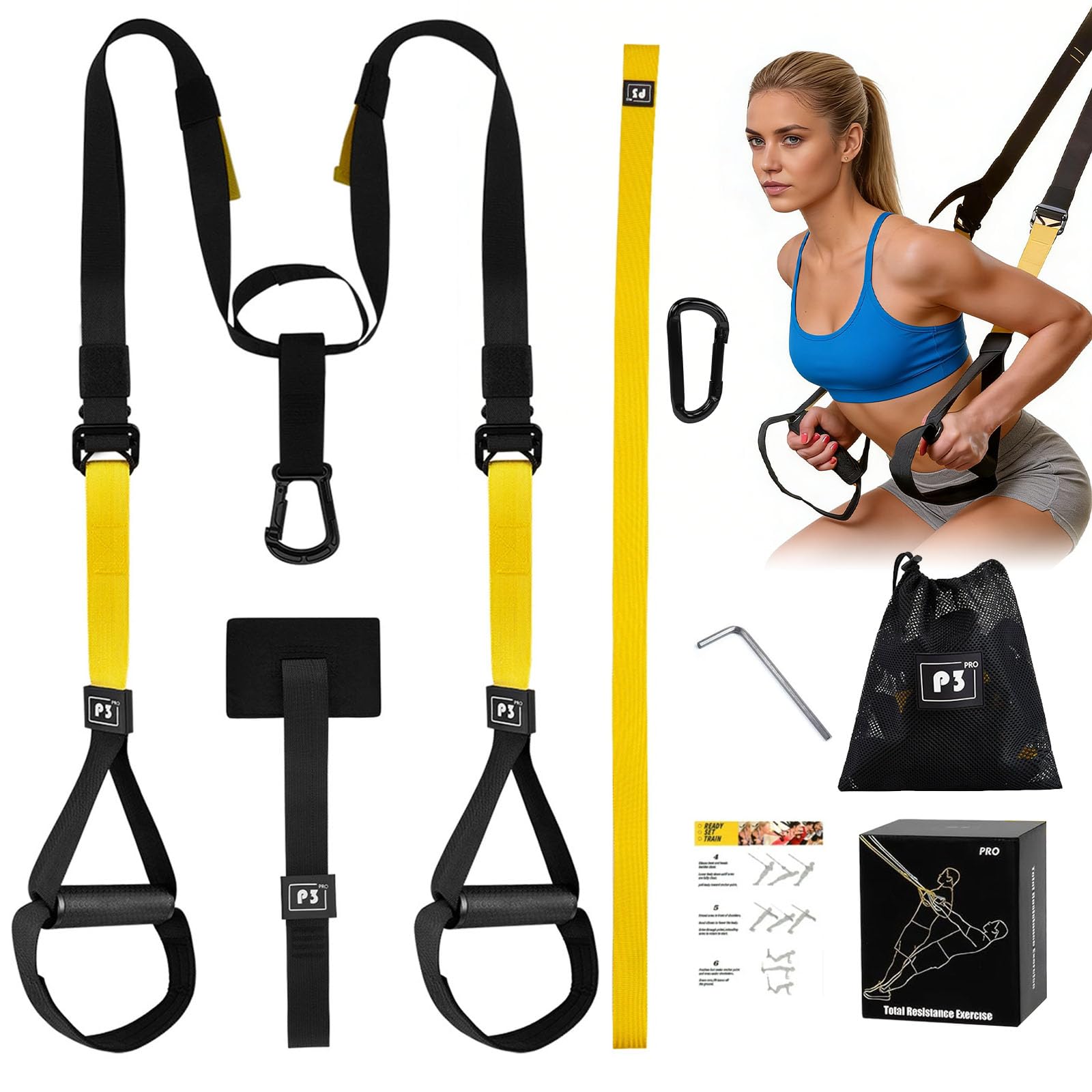 Tatqilo Suspension Trainer, Multifunctional Sling Trainer Set with Door Anchor for a Full Body Workout, Adjustable Sling Trainer Home Gym Equipment for Home, Travel, Indoor and Outdoor