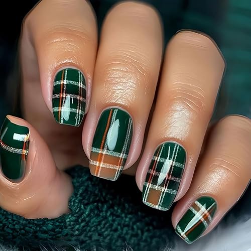 Christmas Press on Nails Medium Square OFDNE Fake Nails Fall