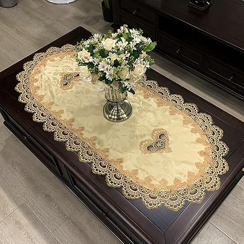 Mantel de café para sala de estar, mantel de encaje bordado para sala de estar, mantel de encaje para el hogar, comedor, mesa de café, decoración de