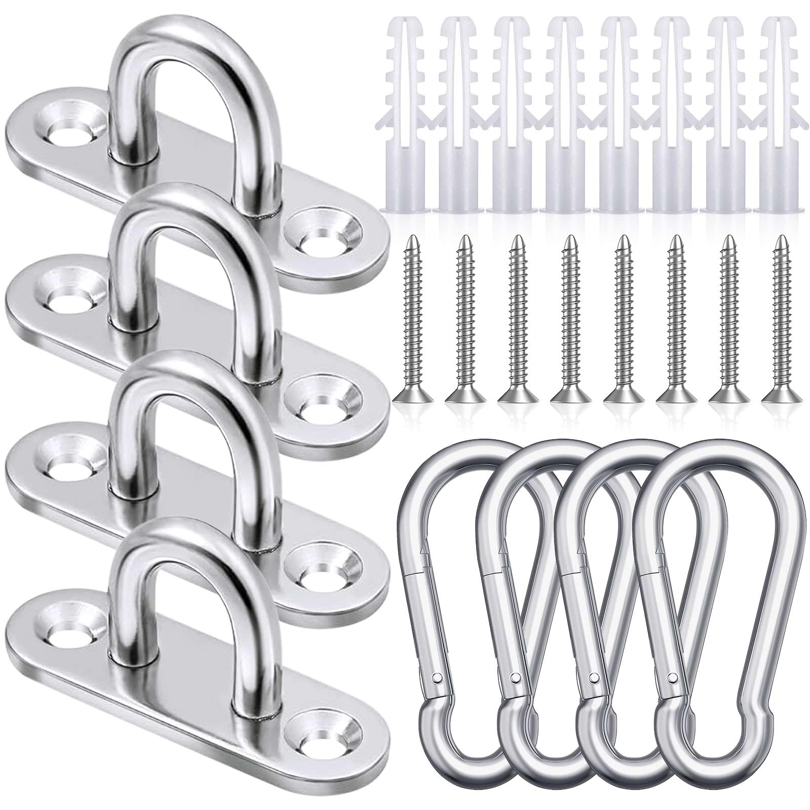 everlar® Piastre ad Occhio in Acciaio Inox A2 I 4 Pezzi. I Occhiello da Parete M45 I Piastre ad