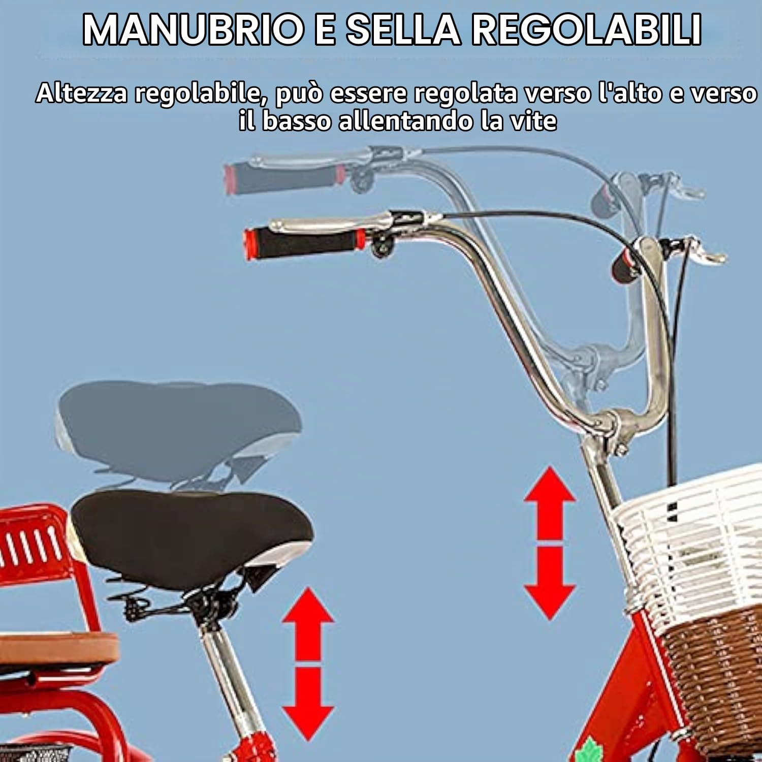 Triciclo per Adulti da 20 Pollici,Bicicletta da Crociera a Tre Ruote, con Cestino della Spesa,Telaio Pieghevole,Comodi Sedili Posteriori,Doppia Catena,Triciclo per Adulti a Due Posti,Black