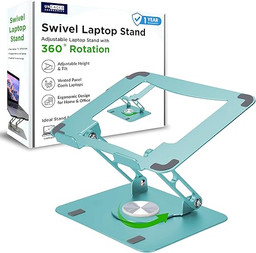 Miniatura 1 de Uncaged Ergonomics Soporte giratorio para computadora portátil, soporte ajustable para iPad para escritorio con rotación de 360, soporte portátil