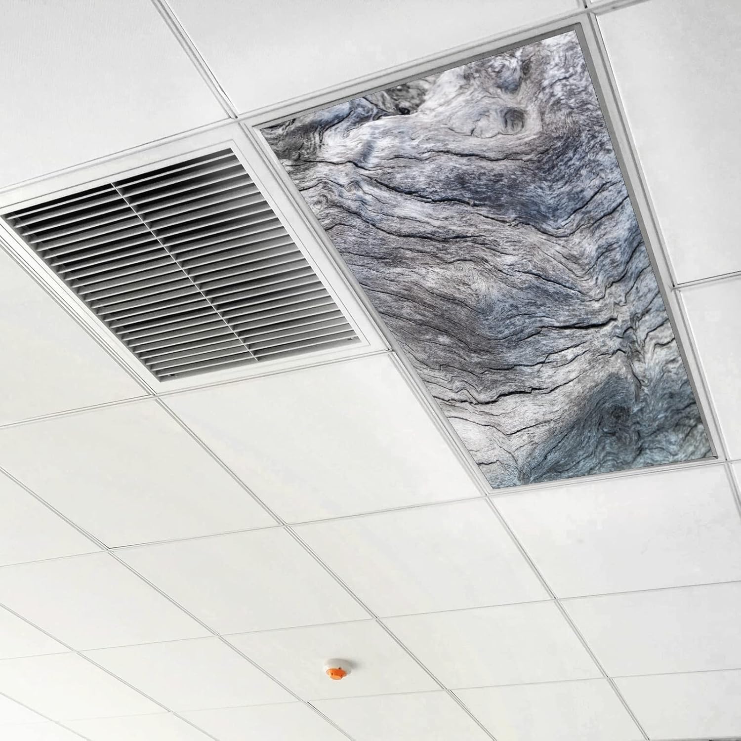 Ceiling Fluorescent Light Covers for Classroom Office Tree Trunk Texture Decorative Ceiling Light Coverings Skylight Film Filter Reduce Glare Flicker Home lamp Decor