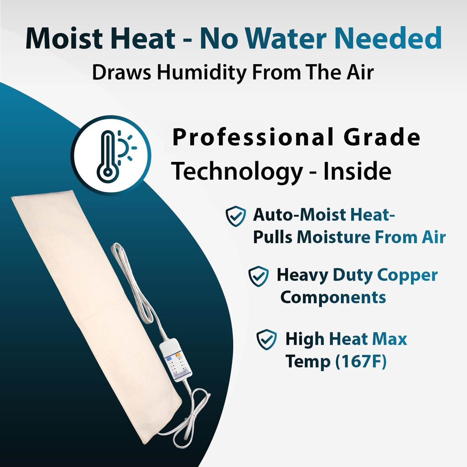 Thermotech - Almohadilla térmica de grado médico con calor húmedo automático, almohadilla de calefacción de alto calor para dolor de espalda y calambres, versión de 2ª generación (King Digital extra