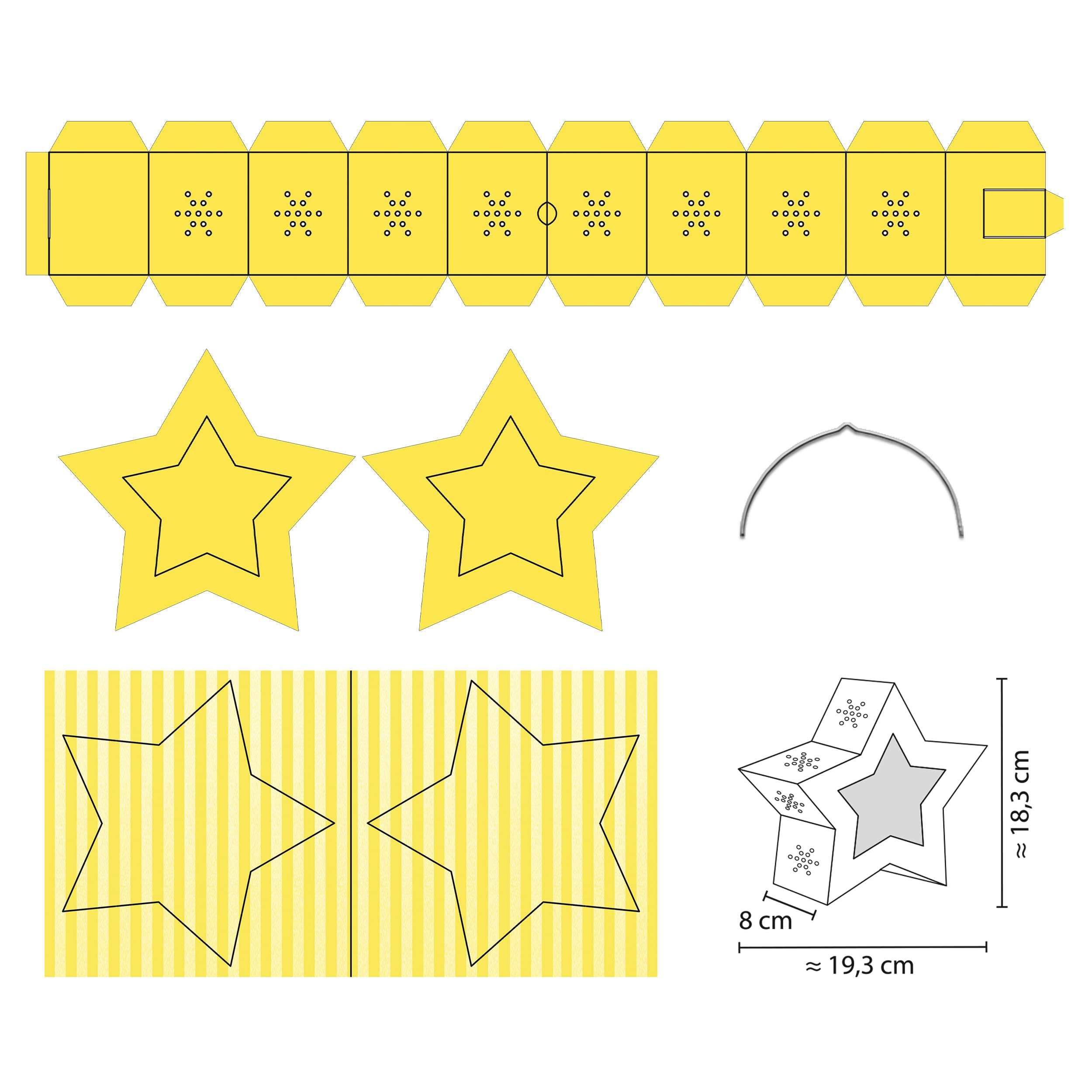 Ursus Twinkle Star 18770001, yellow, approx. 19.3 x 18.3 x 8 cm, lantern blank star made of photo cardboard, 300 g/m² - Image 3