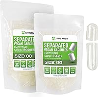 Vista 1 de XPRS Nutra Cápsulas separadas de tamaño 00 vegano, 100 cápsulas vacías de primera calidad separadas en bolsas, cápsulas vacías transparentes, 00
