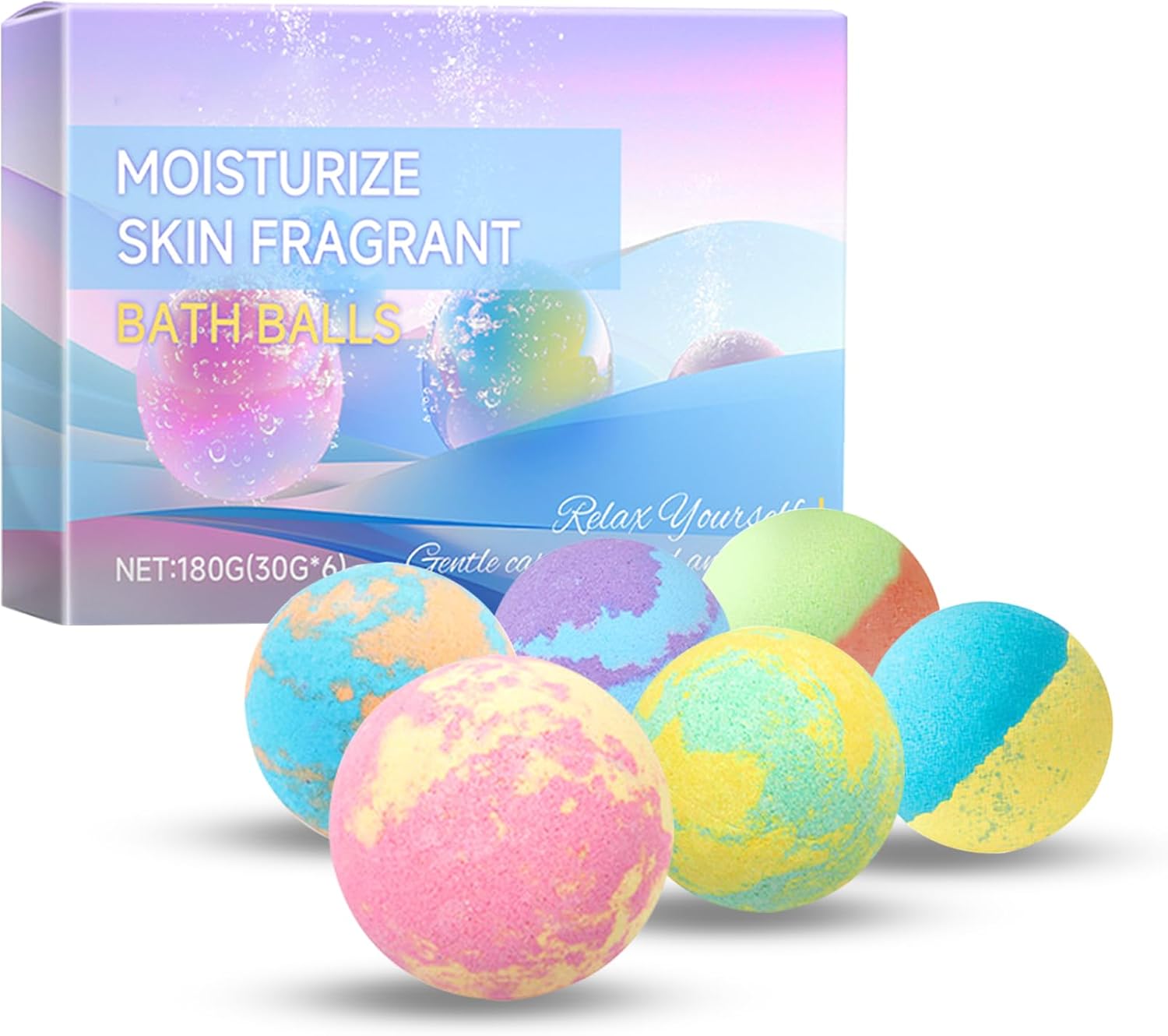 6PCS Bubble Bath Bombs Gift Set,Natural Handmade Bathbombs,Moisturizing Relaxing Shower Bombs,Organic Bath Bomb Kit Spa Gifts for Women,Men,Mom,Girls Boys and Birthday