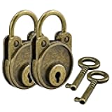 SDTC Tech 2 Sets Mini Antique Padlocks Retro Vintage Style Bear Head Shape Bronze Locks with Keys