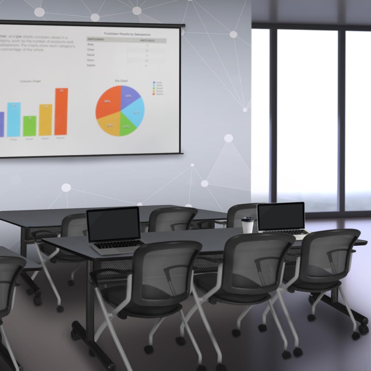 Regency Kobe 84 x 24 in. Flip-Top Privacy Nesting Table- Grey, 2 Cadence Nesting Chairs