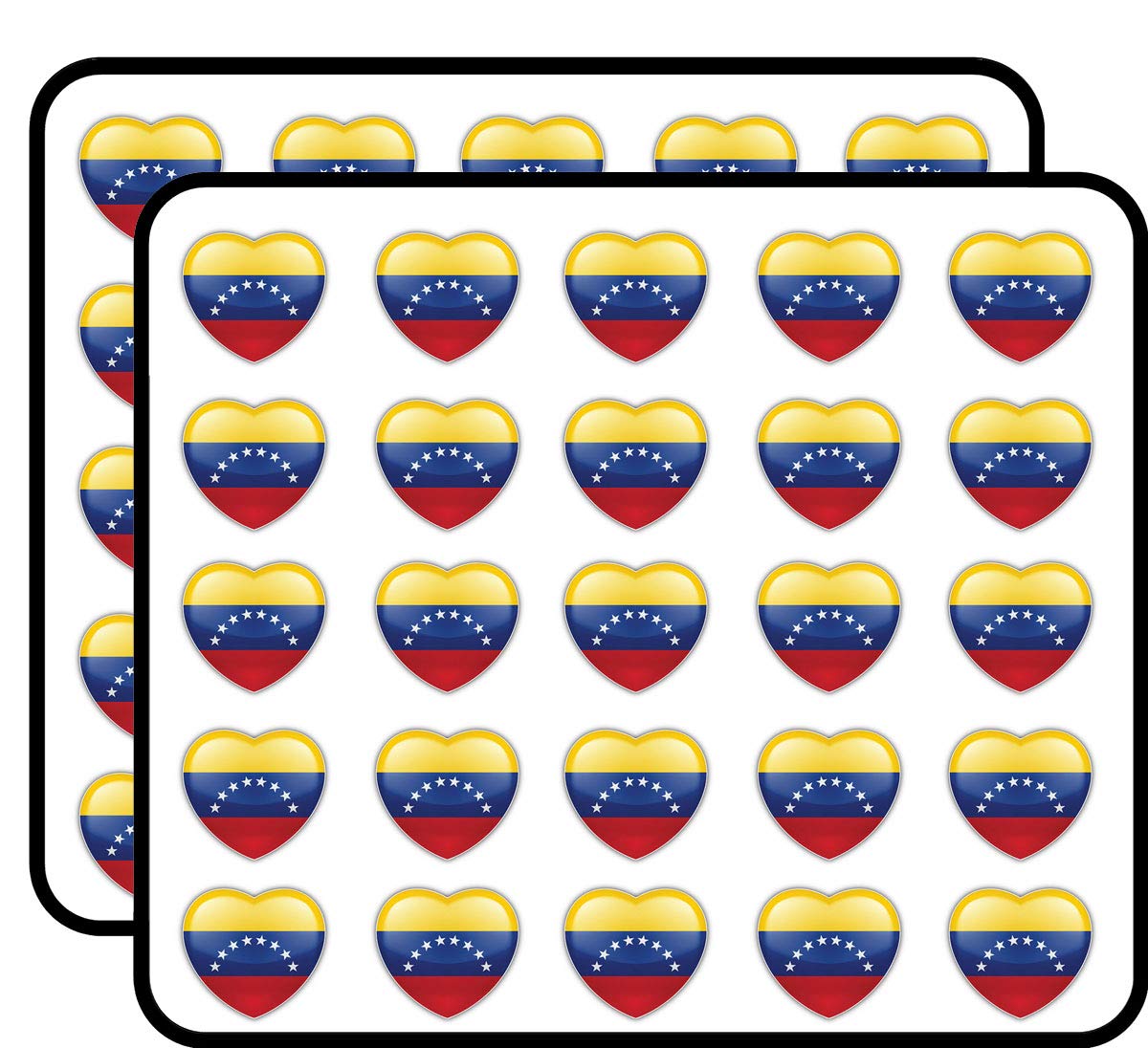 Venezuela Glossy Heart World Flag Decorative Scrapbooking Sticker Waterproof Vinyl Stickers for Water Bottle, Laptop & Phone Case – 50 Pack