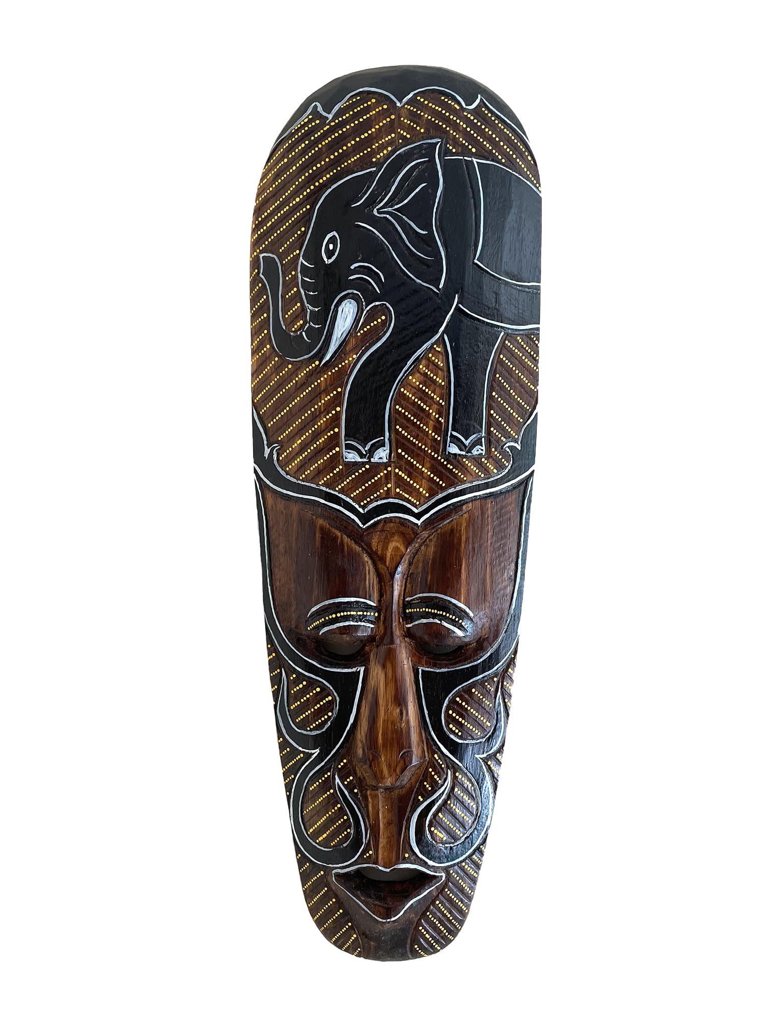 OMA African Wall Mask Hanging Home Decor Wooden Hand Crafted Lucky Elephant Good Luck African Home Decor Gift Art