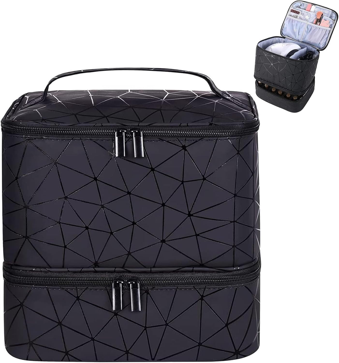 Nail Polish Storage Bag, Double Layer Nail Polish Bag Organiser, for 30