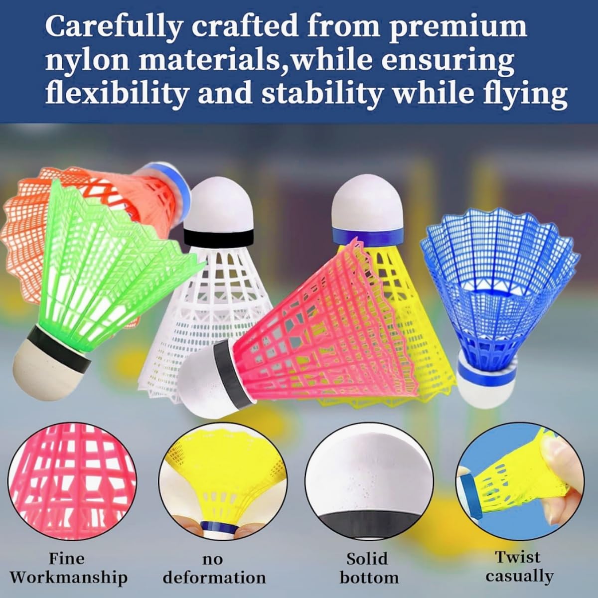 Volantes de Bádminton de plástico 12 piezas,Plumillas para Interior y Exterior - Ideal para Entrenamiento Competición y Juego Familiar,Alta Estabilidad y Durabilidad — view 6