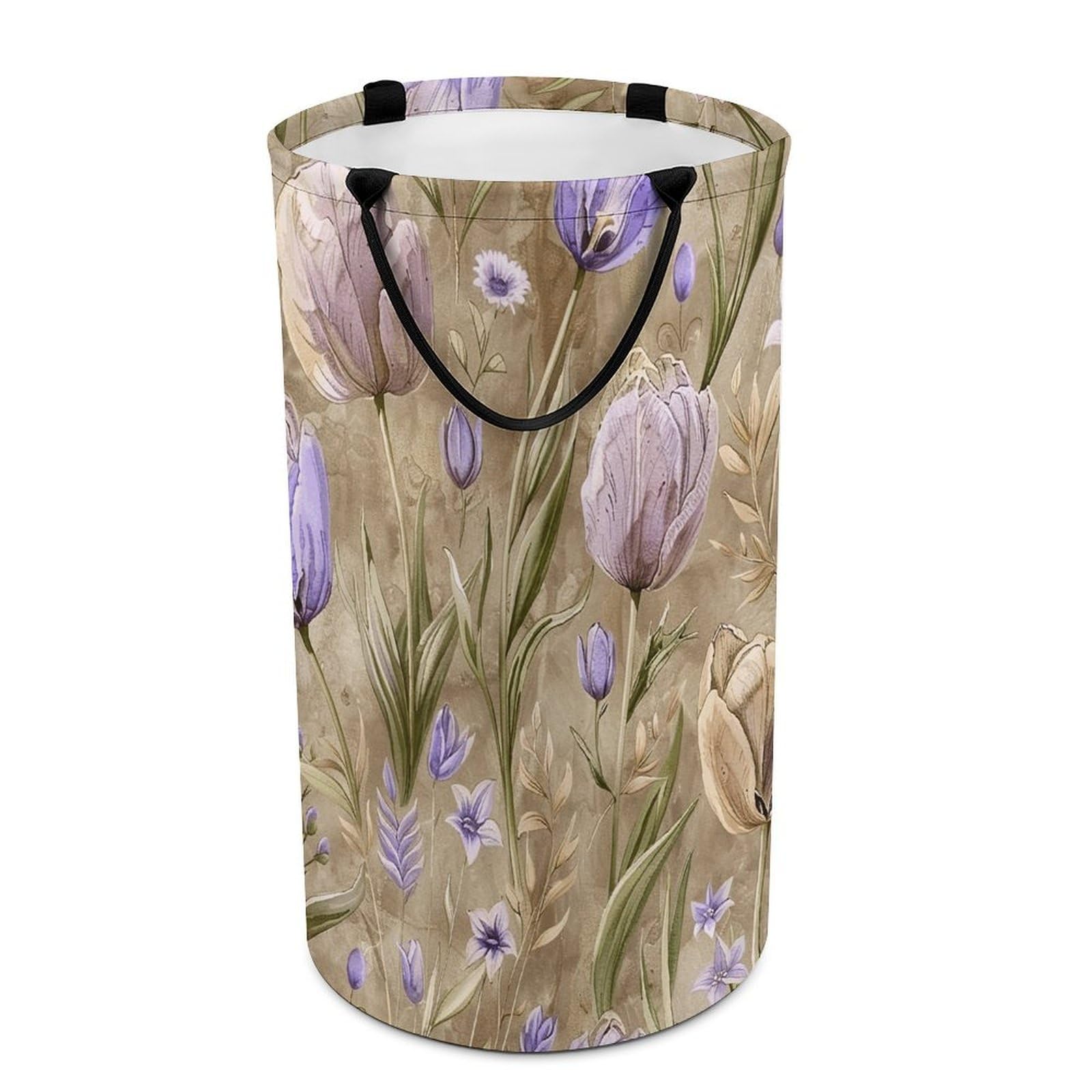 Tulips And Wildflowers Laundry Basket Freestanding Laundry Hamper with Handles Waterproof Dirty Clothes Hamper Collapsible Washing Bin Aesthetic Clothes Basket for Bathroom Bedroom Dorm