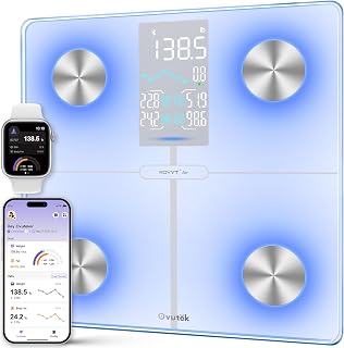 Ovutek Smart Scale for Body Weight with BMI, Muscle Mass, Color Changing | Color-changing LED, 14 Body Composition Metrics, Free App with Unlimited Users, 7 Intelligent Modes, FSA/HSA Eligible