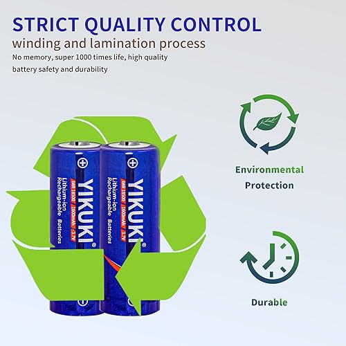 Miniatura 3 de Batería 18500, IMR 18500 batería recargable de iones de litio 1600mAh 3.7V con botón superior, para linterna, luz solar de jardín, etc. (8 unidades)