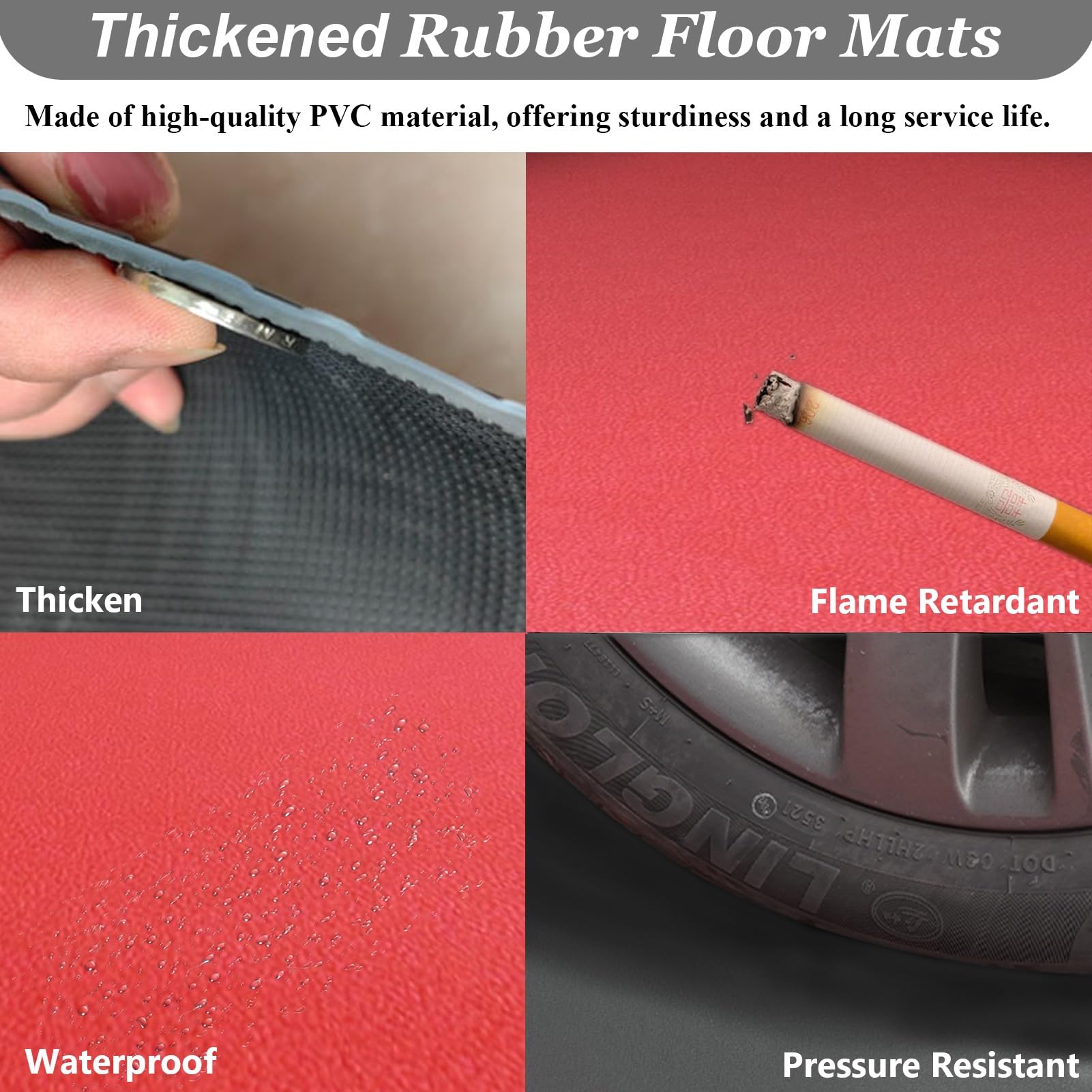 Gummimatte Gummibodenmatte für Zuhause/ Büro Zum Schutz Des Bodens, Rote/ Graue Mehrzweckmatte, Sicherheitsbodenmatte für Den Eingangsbereich, Garagenbodenmatten für Unter Dem Auto(Red,1.8x6m (5.9 x 1
