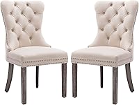 Vista 38 de KCC Juego de 6 sillas de comedor de terciopelo, silla de comedor tapizada de alta gama con respaldo acolchado, anillo de tracción de cabeza de Beige