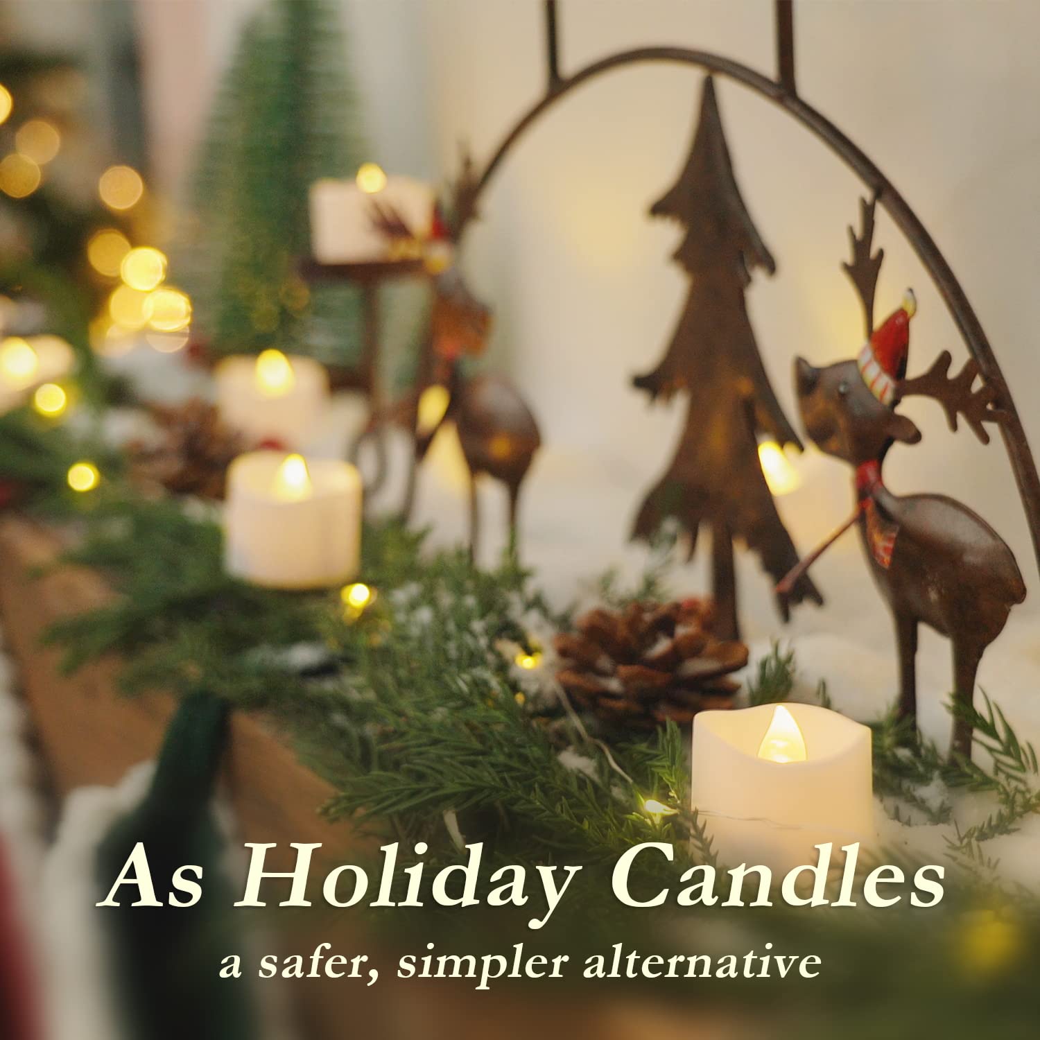 AMAGIC Flameless LED Tea Light Candles, Battery Operated LED Candles, Flickering Tealight Candles for Seasonal & Festival Celebration, Warm White, Pack of 24 1