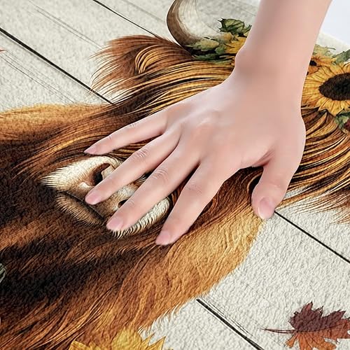 Miniatura 3 de Erosebridal Alfombra decorativa de otoño para niños y niñas, regalo para el día de Acción de Gracias, tapete de baño con estampado de vaca marrón de